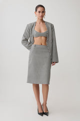 Amelie Tweed Midi Skirt - Houndstooth