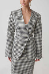 Darcie Drop Shoulder Suiting Blazer - Houndstooth