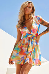 Carlotta Mini Dress - Yellow Multi