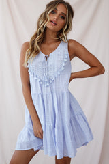 Jada Sleeveless Crochet and Tassel Kaftan Dress Lavender
