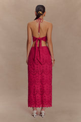 Kensley Broderie Midi Skirt - Dragonfruit