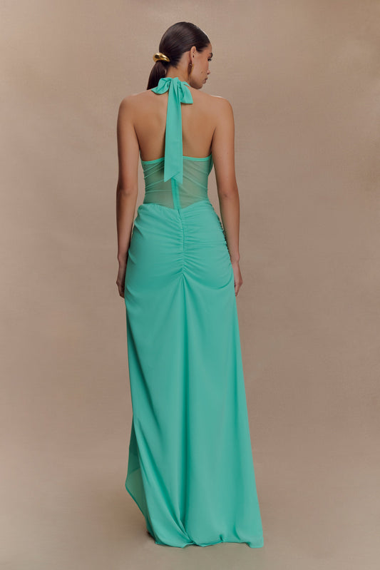 Jonna Chiffon And Mesh Maxi Dress - Lagoon