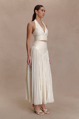 Makena Gathered Midi Skirt - Opal White
