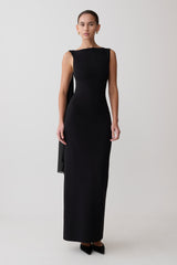 Farid Bandage Maxi Dress With Chiffon - Black