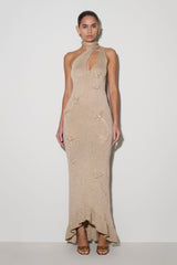 Celestino Floral Metallic Knit Maxi Dress - Gold