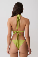 Blossom Side Tie Bikini Bottom - Green