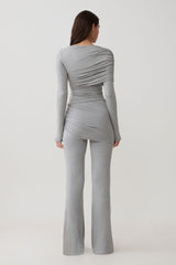 Keaton Modal Straight Leg Overlay Pant - Grey Marle