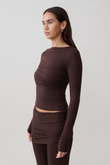 Keaton Modal Long Sleeve Overlay Top - Espresso