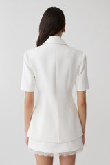 Ariella Button Up Short Sleeves Top - White