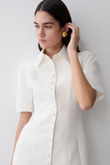 Ariella Button Up Short Sleeves Top - White