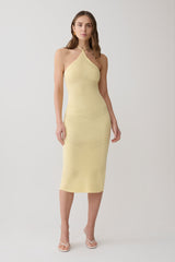 Penny Pointelle Midi Dress - Lemon