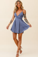 Secret Place Strappy Tie Back Party Dress Midnight Blue