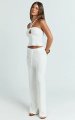Agnes Pants - High Waist Crochet Pants in Off White