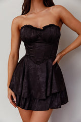 Paris Muse Gathered Bust Romper Black