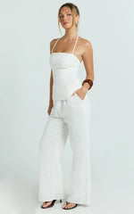 Aria Top - Halter Neck Smocked Back Top in White