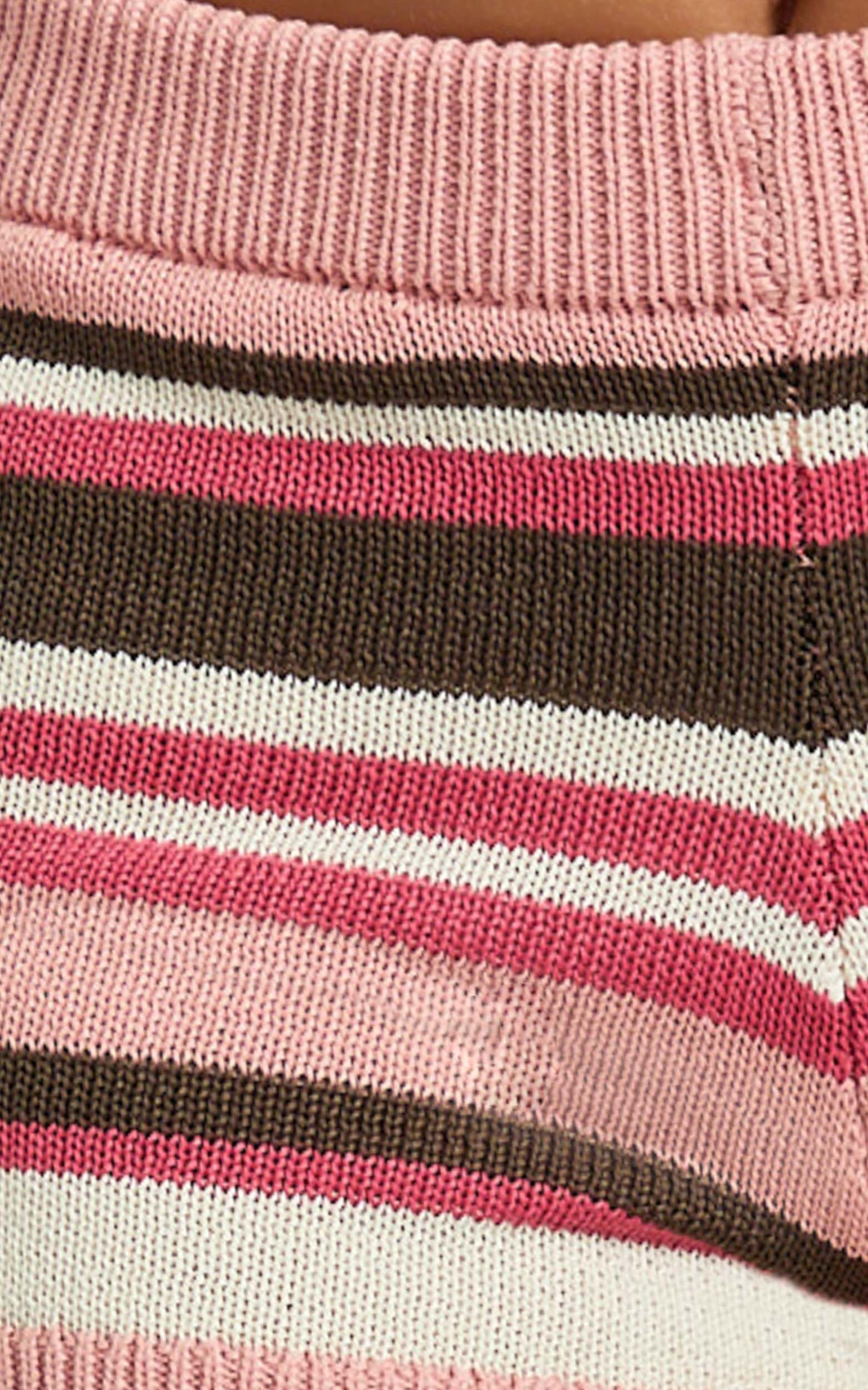 Belize Shorts - Knit Stripe Micro Shorts in Pink Multi