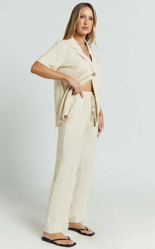 Ace Pants - Linen Look Pant in Oatmeal