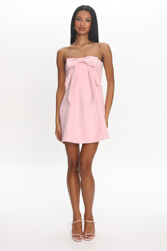 Lollipop Strapless Bow Bust Mini Dress Pink Sorbet