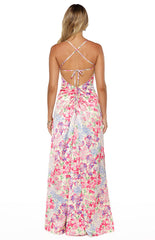 Blaise Multi Floral Satin Maxi Dress