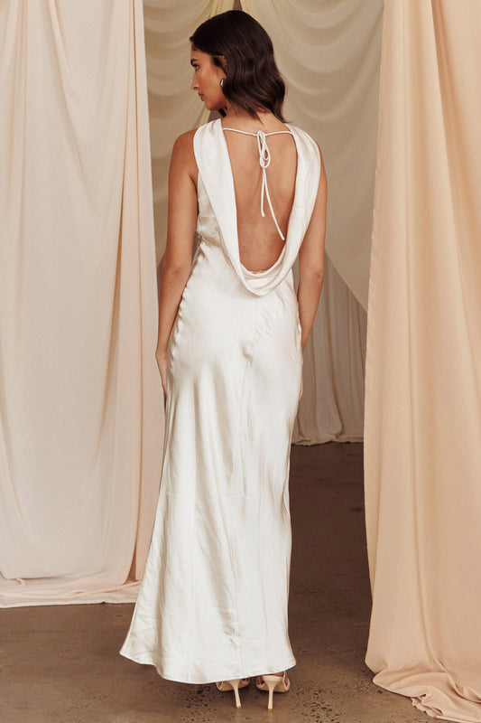 Starry Nights Cowl Back Maxi Dress Champagne