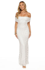 Cole White Polka Mesh Maxi Dress