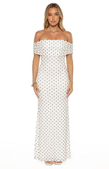 Cole White Polka Mesh Maxi Dress