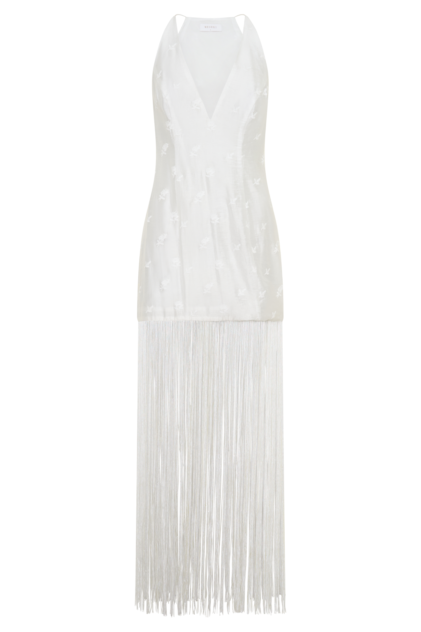 Abigail V Neck Fringe Maxi Dress - White