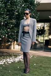 Amelie Tweed Midi Skirt - Houndstooth
