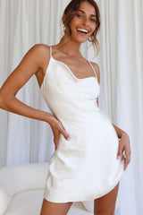Sorrento Asymmetrical Neckline Mini Slip Dress Champagne
