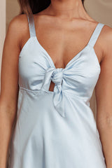 Perfect Day Satin Midi Dress Steel Blue