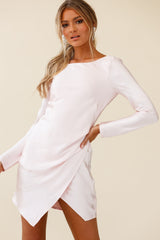 Thank Me Later Long Sleeve Open Back Dress Baby Pink