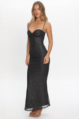 Fortune Bust Tie Maxi Dress Sparkle Black