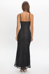 Fortune Bust Tie Maxi Dress Sparkle Black