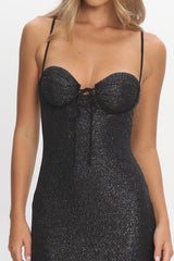 Fortune Bust Tie Maxi Dress Sparkle Black