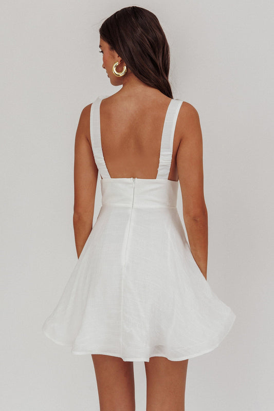 Kalinda Detachable Rose Mini Dress White