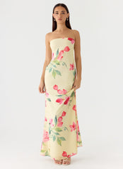 Bronte Strapless Maxi Dress - Lemon Soleil