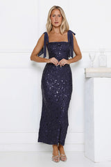 Bright Stars Sequin Maxi Dress Navy