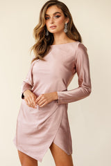 Thank Me Later Long Sleeve Open Back Dress Blush