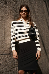 Philly Stripe Long Sleeve Knit Jumper - Ivory/Black