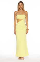 Xela Yellow Strapless Maxi Dress