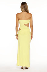 Xela Yellow Strapless Maxi Dress