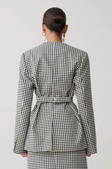 Darcie Drop Shoulder Suiting Blazer - Houndstooth