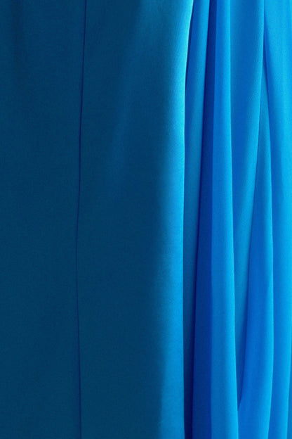Rosella Satin Strapless Maxi Dress - Cyan Blue