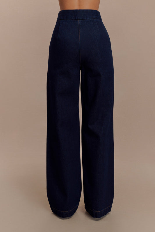 Rayne Wide Leg Denim Jeans - Indigo Blue