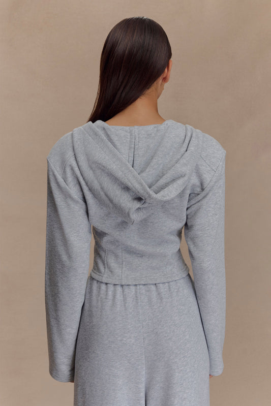Quinn Zip Up Hoodie - Light Grey Marle