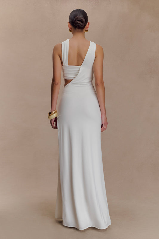 Lottie Slinky Maxi Dress With Split - White