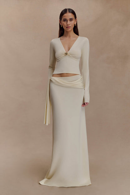 Bowie Low Rise Knit Maxi Skirt - Ivory