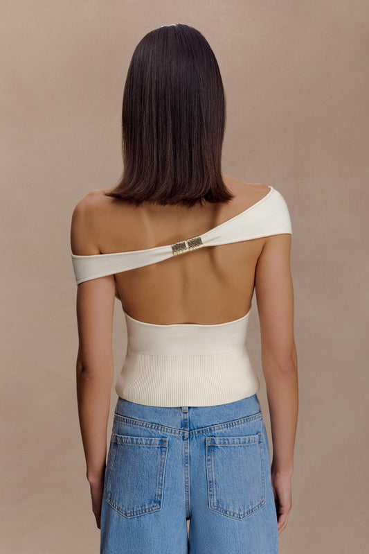 Carley Off Shoulder Knit Top - Ivory