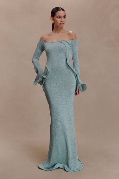 Sandrine Lurex Knit Maxi Dress - Aqua