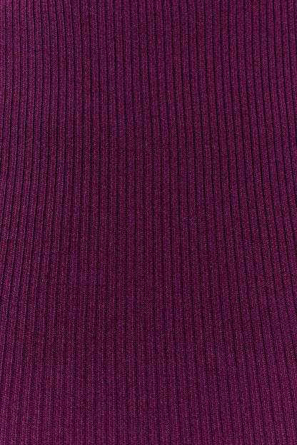 Diya Ribbed High Waisted Pants With Wire Hem - Plum
